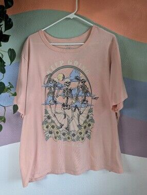 Zoe + Liv Pale Salmon 'Keep Going' Skeleton Graphic Tee